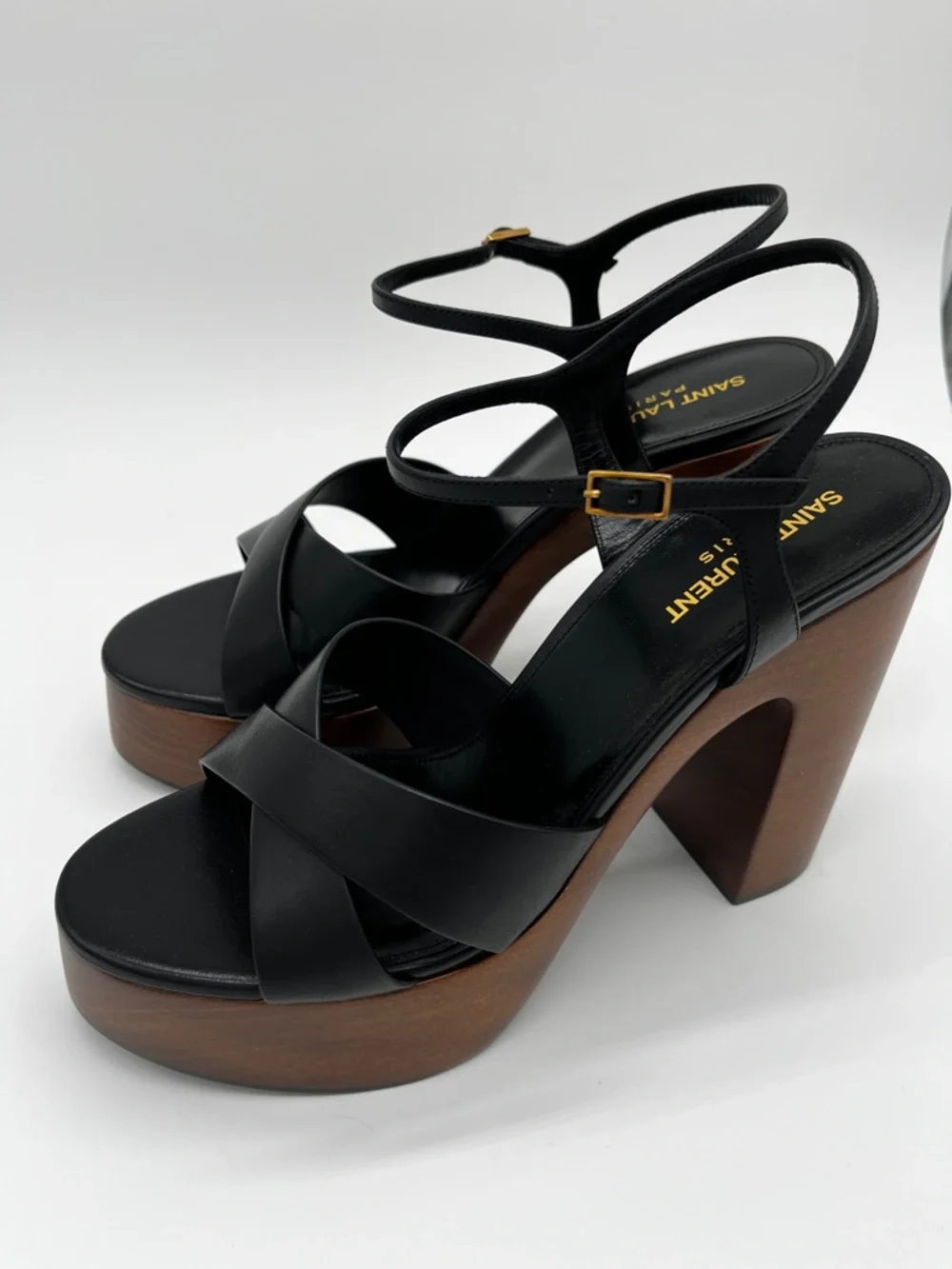 Saint Laurent Bianca Platform Sandals Bianca Leather Black - 40 (US 10) - Picture 5 of 14